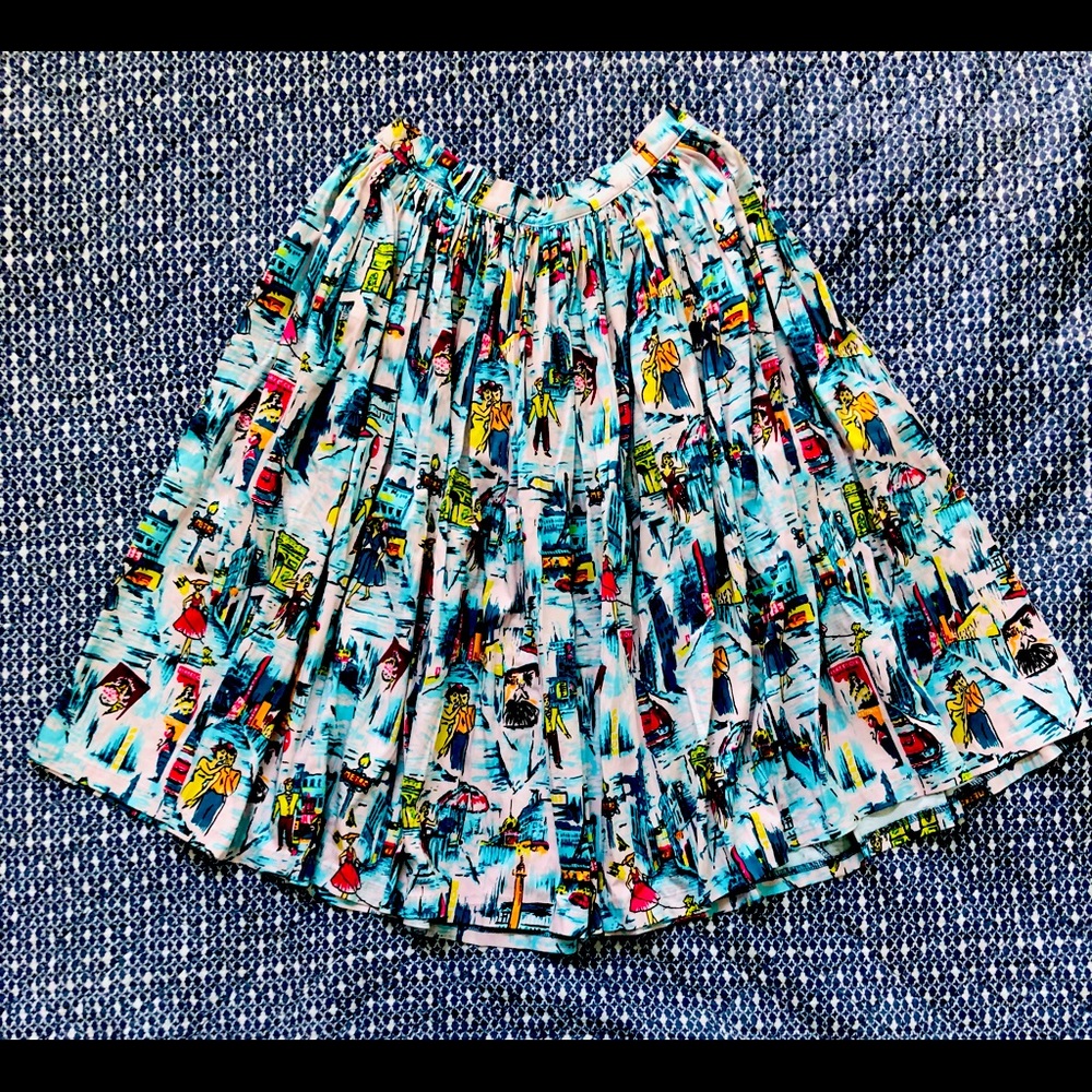 50s Style Pinup Couture A-Line Paris Themed Skirt